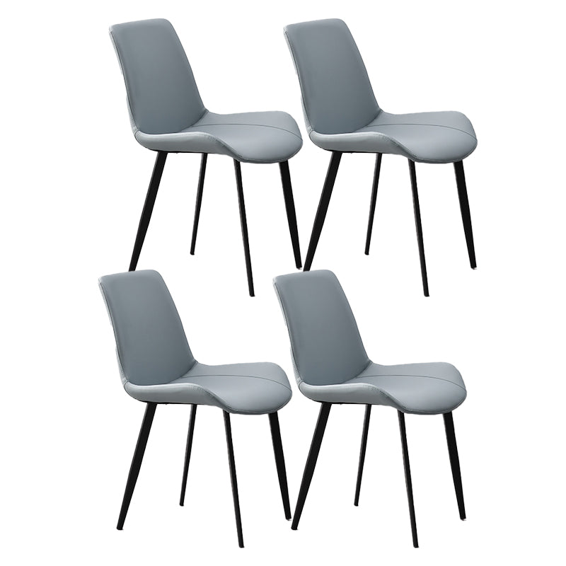 Metal Industrial Dining Chair with Black Legs Metallic Finish Solid Back Side Chair Light Blue 4 Piece Set Clearhalo 'Dining Chairs' 'Dining Tables & Seating' 'dining_chair' 'furn' 'furn_dining_chair' 'Furniture' 'furniture_dining_chair' 'Kitchen & Dining Furniture' 5086351