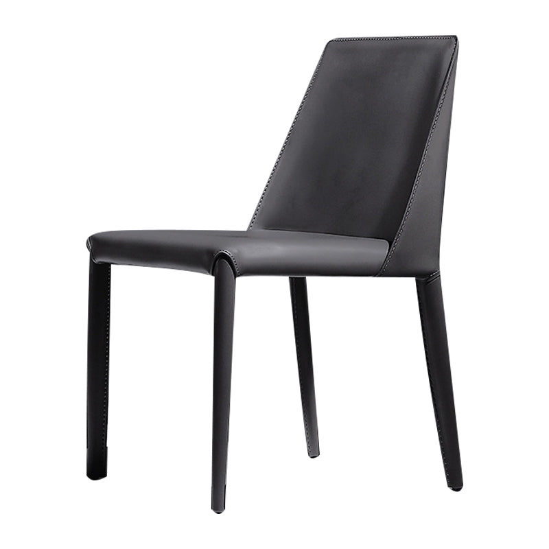 Faux Leather Indoor Upholstered Dining Chair Matte Finish Solid Back Side Chair Dark Gray 1 Piece Clearhalo 'Dining Chairs' 'Dining Tables & Seating' 'dining_chair' 'furn' 'furn_dining_chair' 'Furniture' 'furniture_dining_chair' 'Kitchen & Dining Furniture' 5086358