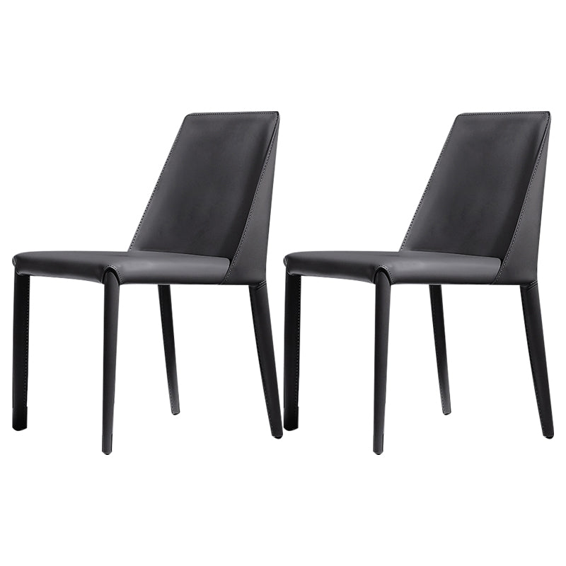 Faux Leather Indoor Upholstered Dining Chair Matte Finish Solid Back Side Chair Dark Gray 2 Piece Set Clearhalo 'Dining Chairs' 'Dining Tables & Seating' 'dining_chair' 'furn' 'furn_dining_chair' 'Furniture' 'furniture_dining_chair' 'Kitchen & Dining Furniture' 5086359