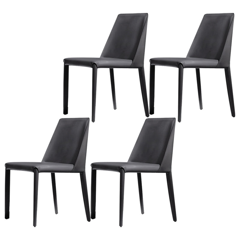 Faux Leather Indoor Upholstered Dining Chair Matte Finish Solid Back Side Chair Dark Gray 4 Piece Set Clearhalo 'Dining Chairs' 'Dining Tables & Seating' 'dining_chair' 'furn' 'furn_dining_chair' 'Furniture' 'furniture_dining_chair' 'Kitchen & Dining Furniture' 5086361