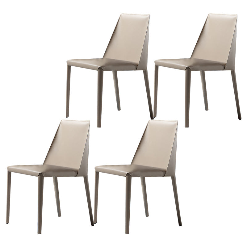 Faux Leather Indoor Upholstered Dining Chair Matte Finish Solid Back Side Chair Light Gray 4 Piece Set Clearhalo 'Dining Chairs' 'Dining Tables & Seating' 'dining_chair' 'furn' 'furn_dining_chair' 'Furniture' 'furniture_dining_chair' 'Kitchen & Dining Furniture' 5086367