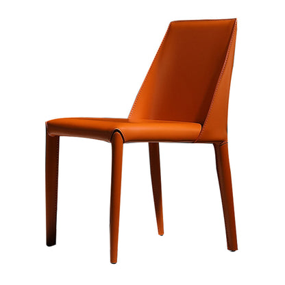 Faux Leather Indoor Upholstered Dining Chair Matte Finish Solid Back Side Chair Orange 1 Piece Clearhalo 'Dining Chairs' 'Dining Tables & Seating' 'dining_chair' 'furn' 'furn_dining_chair' 'Furniture' 'furniture_dining_chair' 'Kitchen & Dining Furniture' 5086369