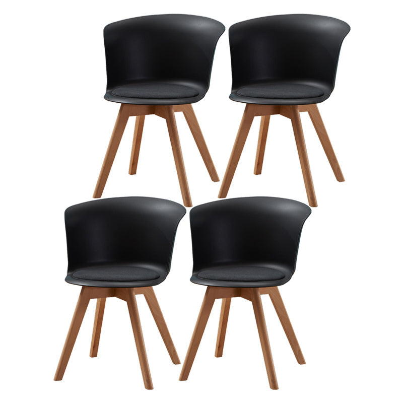 Contemporary Style Side Chair Oak Solid Wood Dining Side Chair Black 4 Piece Set Clearhalo 'Dining Chairs' 'Dining Tables & Seating' 'dining_chair' 'furn' 'furn_dining_chair' 'Furniture' 'furniture_dining_chair' 'Kitchen & Dining Furniture' 5086382