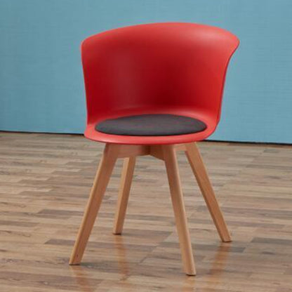 Contemporary Style Side Chair Oak Solid Wood Dining Side Chair Red 1 Piece Clearhalo 'Dining Chairs' 'Dining Tables & Seating' 'dining_chair' 'furn' 'furn_dining_chair' 'Furniture' 'furniture_dining_chair' 'Kitchen & Dining Furniture' 5086396