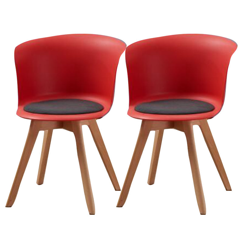 Contemporary Style Side Chair Oak Solid Wood Dining Side Chair Red 2 Piece Set Clearhalo 'Dining Chairs' 'Dining Tables & Seating' 'dining_chair' 'furn' 'furn_dining_chair' 'Furniture' 'furniture_dining_chair' 'Kitchen & Dining Furniture' 5086398