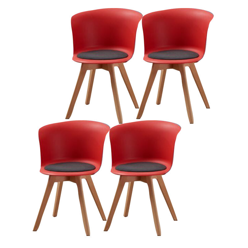Contemporary Style Side Chair Oak Solid Wood Dining Side Chair Red 4 Piece Set Clearhalo 'Dining Chairs' 'Dining Tables & Seating' 'dining_chair' 'furn' 'furn_dining_chair' 'Furniture' 'furniture_dining_chair' 'Kitchen & Dining Furniture' 5086399