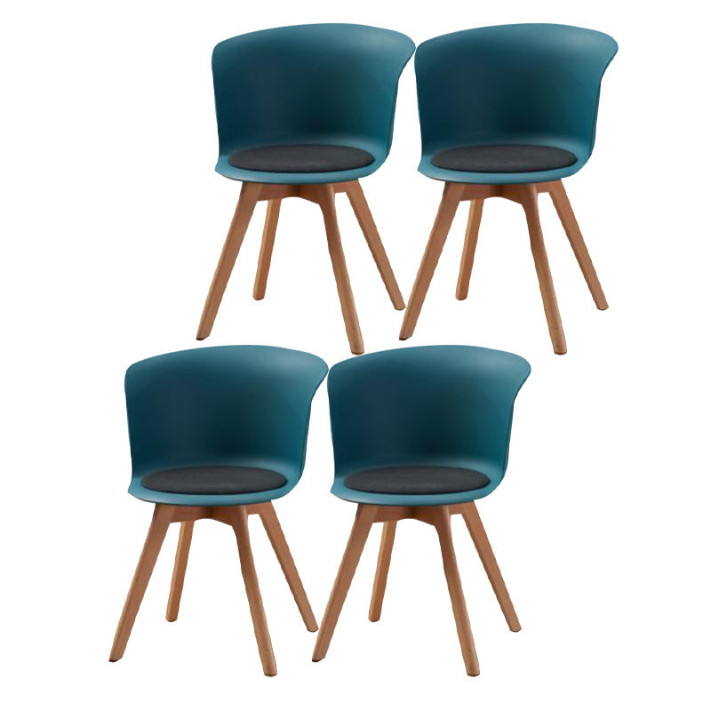 Contemporary Style Side Chair Oak Solid Wood Dining Side Chair Blue 4 Piece Set Clearhalo 'Dining Chairs' 'Dining Tables & Seating' 'dining_chair' 'furn' 'furn_dining_chair' 'Furniture' 'furniture_dining_chair' 'Kitchen & Dining Furniture' 5086405