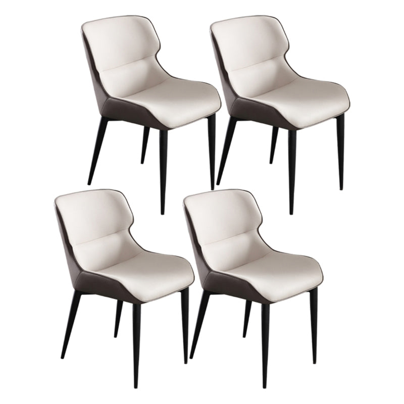 Dining Room Armless Chairs Modern Faux Leather Kitchen Chair for Home White 4 Piece Set Clearhalo 'Dining Chairs' 'Dining Tables & Seating' 'dining_chair' 'furn' 'furn_dining_chair' 'Furniture' 'furniture_dining_chair' 'Kitchen & Dining Furniture' 5086412