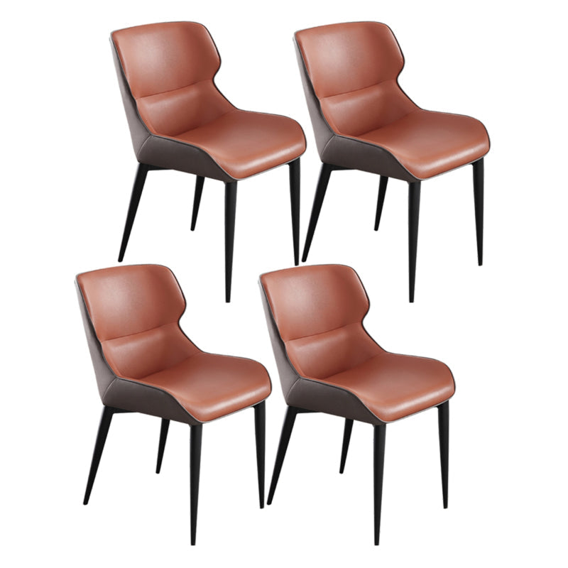 Dining Room Armless Chairs Modern Faux Leather Kitchen Chair for Home Orange 4 Piece Set Clearhalo 'Dining Chairs' 'Dining Tables & Seating' 'dining_chair' 'furn' 'furn_dining_chair' 'Furniture' 'furniture_dining_chair' 'Kitchen & Dining Furniture' 5086418