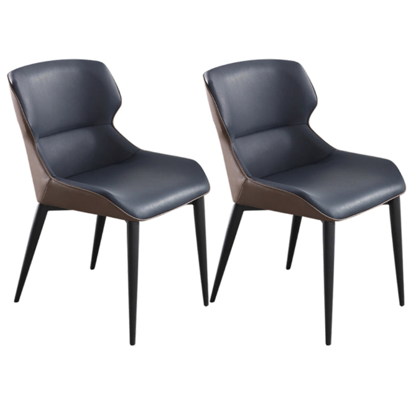 Dining Room Armless Chairs Modern Faux Leather Kitchen Chair for Home Blue 2 Piece Set Clearhalo 'Dining Chairs' 'Dining Tables & Seating' 'dining_chair' 'furn' 'furn_dining_chair' 'Furniture' 'furniture_dining_chair' 'Kitchen & Dining Furniture' 5086421
