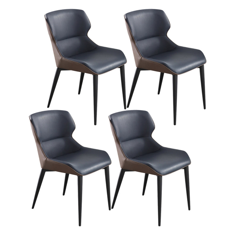 Dining Room Armless Chairs Modern Faux Leather Kitchen Chair for Home Blue 4 Piece Set Clearhalo 'Dining Chairs' 'Dining Tables & Seating' 'dining_chair' 'furn' 'furn_dining_chair' 'Furniture' 'furniture_dining_chair' 'Kitchen & Dining Furniture' 5086423