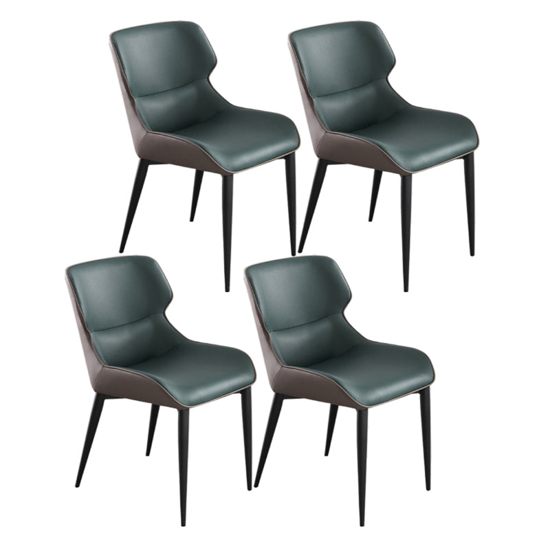 Dining Room Armless Chairs Modern Faux Leather Kitchen Chair for Home Green 4 Piece Set Clearhalo 'Dining Chairs' 'Dining Tables & Seating' 'dining_chair' 'furn' 'furn_dining_chair' 'Furniture' 'furniture_dining_chair' 'Kitchen & Dining Furniture' 5086429