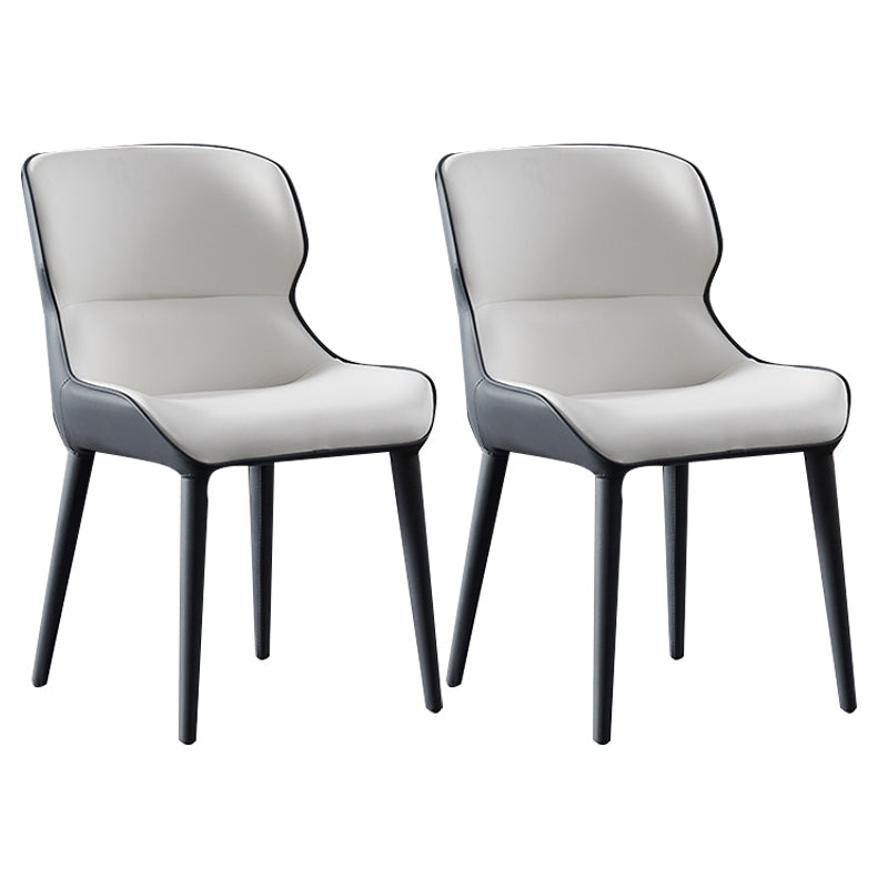 Modern Faux Leather Indoor Upholstered Dining Chair Matte Finish Wingback Side Chair White 2 Piece Set Clearhalo 'Dining Chairs' 'Dining Tables & Seating' 'dining_chair' 'furn' 'furn_dining_chair' 'Furniture' 'furniture_dining_chair' 'Kitchen & Dining Furniture' 5086435