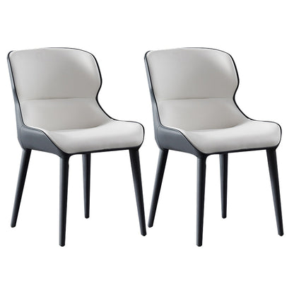 Modern Faux Leather Indoor Upholstered Dining Chair Matte Finish Wingback Side Chair White 2 Piece Set Clearhalo 'Dining Chairs' 'Dining Tables & Seating' 'dining_chair' 'furn' 'furn_dining_chair' 'Furniture' 'furniture_dining_chair' 'Kitchen & Dining Furniture' 5086435
