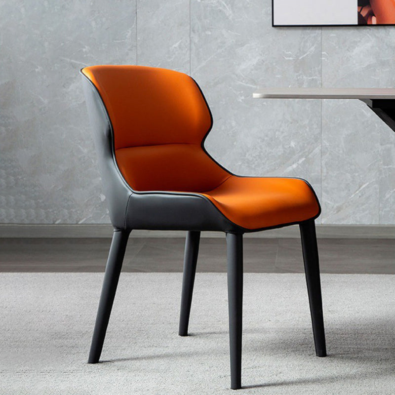 Modern Faux Leather Indoor Upholstered Dining Chair Matte Finish Wingback Side Chair Clearhalo 'Dining Chairs' 'Dining Tables & Seating' 'dining_chair' 'furn' 'furn_dining_chair' 'Furniture' 'furniture_dining_chair' 'Kitchen & Dining Furniture' 5086436