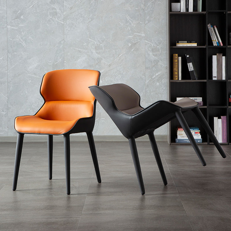 Modern Faux Leather Indoor Upholstered Dining Chair Matte Finish Wingback Side Chair Clearhalo 'Dining Chairs' 'Dining Tables & Seating' 'dining_chair' 'furn' 'furn_dining_chair' 'Furniture' 'furniture_dining_chair' 'Kitchen & Dining Furniture' 5086437