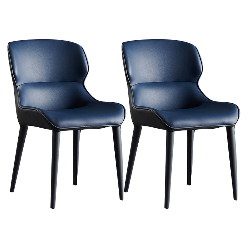 Modern Faux Leather Indoor Upholstered Dining Chair Matte Finish Wingback Side Chair Blue 2 Piece Set Clearhalo 'Dining Chairs' 'Dining Tables & Seating' 'dining_chair' 'furn' 'furn_dining_chair' 'Furniture' 'furniture_dining_chair' 'Kitchen & Dining Furniture' 5086439