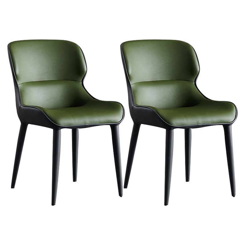 Modern Faux Leather Indoor Upholstered Dining Chair Matte Finish Wingback Side Chair Army Green 2 Piece Set Clearhalo 'Dining Chairs' 'Dining Tables & Seating' 'dining_chair' 'furn' 'furn_dining_chair' 'Furniture' 'furniture_dining_chair' 'Kitchen & Dining Furniture' 5086442