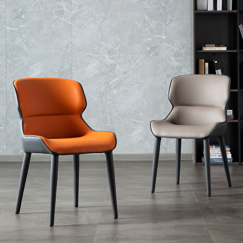 Modern Faux Leather Indoor Upholstered Dining Chair Matte Finish Wingback Side Chair Clearhalo 'Dining Chairs' 'Dining Tables & Seating' 'dining_chair' 'furn' 'furn_dining_chair' 'Furniture' 'furniture_dining_chair' 'Kitchen & Dining Furniture' 5086450