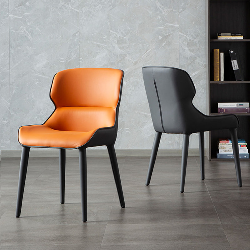 Modern Faux Leather Indoor Upholstered Dining Chair Matte Finish Wingback Side Chair Clearhalo 'Dining Chairs' 'Dining Tables & Seating' 'dining_chair' 'furn' 'furn_dining_chair' 'Furniture' 'furniture_dining_chair' 'Kitchen & Dining Furniture' 5086451