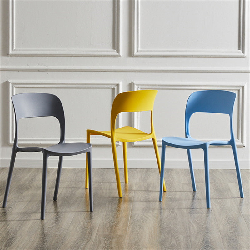 Glam Style Open Back Chair Plastic Stackable Dining Chair for Indoor Clearhalo 'Dining Chairs' 'Dining Tables & Seating' 'dining_chair' 'furn' 'furn_dining_chair' 'Furniture' 'furniture_dining_chair' 'Kitchen & Dining Furniture' 5086459