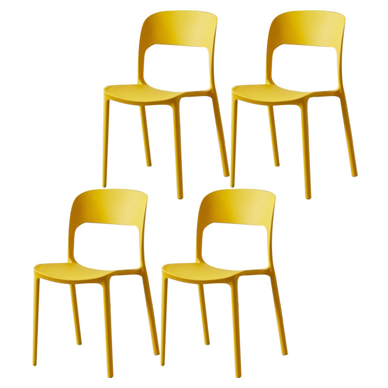 Glam Style Open Back Chair Plastic Stackable Dining Chair for Indoor Yellow 4 Piece Set Clearhalo 'Dining Chairs' 'Dining Tables & Seating' 'dining_chair' 'furn' 'furn_dining_chair' 'Furniture' 'furniture_dining_chair' 'Kitchen & Dining Furniture' 5086464