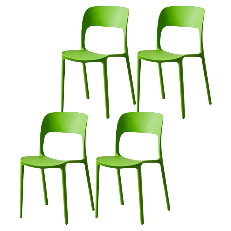 Glam Style Open Back Chair Plastic Stackable Dining Chair for Indoor Green 4 Piece Set Clearhalo 'Dining Chairs' 'Dining Tables & Seating' 'dining_chair' 'furn' 'furn_dining_chair' 'Furniture' 'furniture_dining_chair' 'Kitchen & Dining Furniture' 5086472