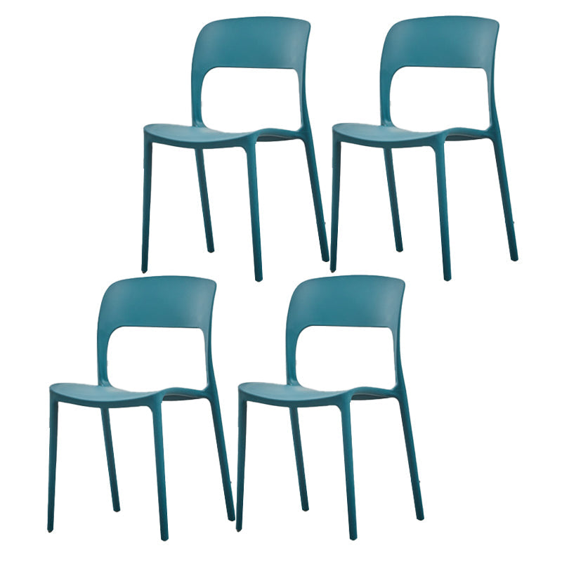 Glam Style Open Back Chair Plastic Stackable Dining Chair for Indoor Dark Blue 4 Piece Set Clearhalo 'Dining Chairs' 'Dining Tables & Seating' 'dining_chair' 'furn' 'furn_dining_chair' 'Furniture' 'furniture_dining_chair' 'Kitchen & Dining Furniture' 5086474