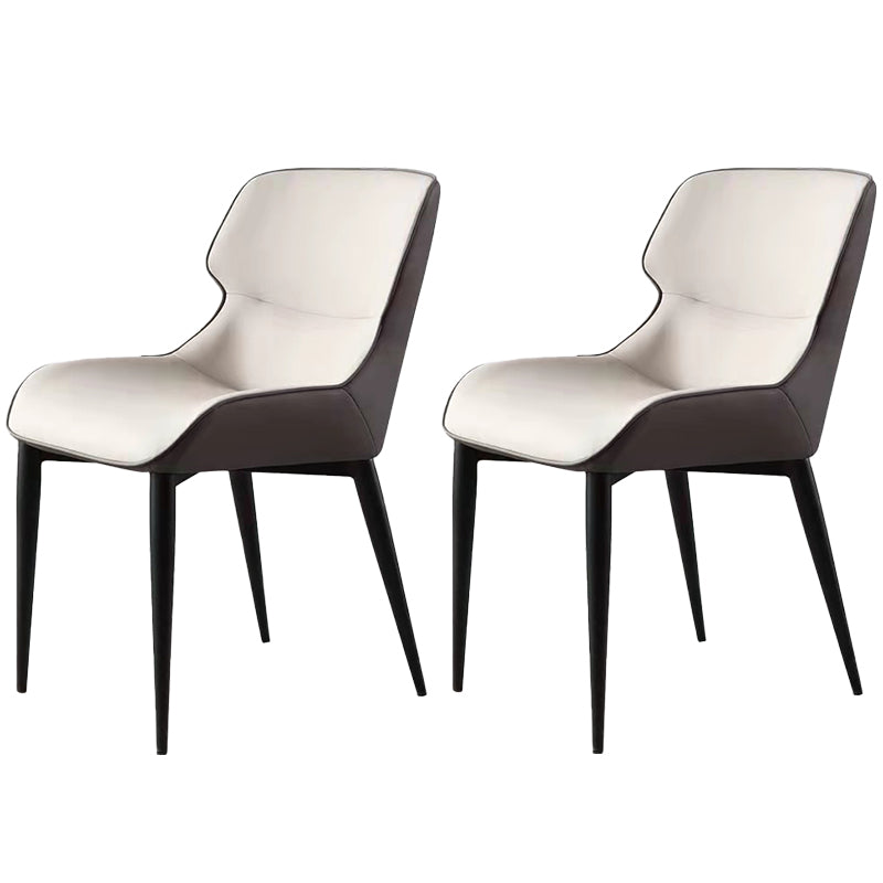 Contemporary Home Faux Leather Side Chair Metallic Finish Wingback Dining Chair Cream Gray 2 Piece Set Clearhalo 'Dining Chairs' 'Dining Tables & Seating' 'dining_chair' 'furn' 'furn_dining_chair' 'Furniture' 'furniture_dining_chair' 'Kitchen & Dining Furniture' 5086479
