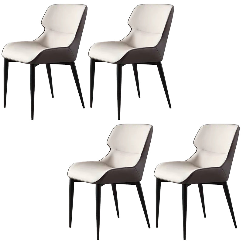 Contemporary Home Faux Leather Side Chair Metallic Finish Wingback Dining Chair Cream Gray 4 Piece Set Clearhalo 'Dining Chairs' 'Dining Tables & Seating' 'dining_chair' 'furn' 'furn_dining_chair' 'Furniture' 'furniture_dining_chair' 'Kitchen & Dining Furniture' 5086482