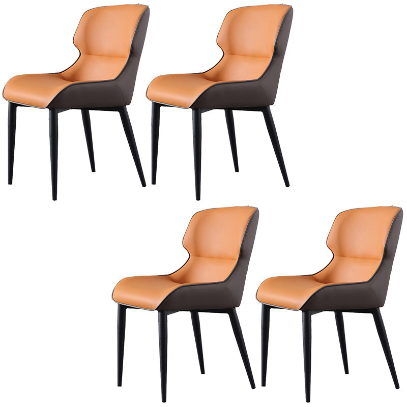 Contemporary Home Faux Leather Side Chair Metallic Finish Wingback Dining Chair Orange 4 Piece Set Clearhalo 'Dining Chairs' 'Dining Tables & Seating' 'dining_chair' 'furn' 'furn_dining_chair' 'Furniture' 'furniture_dining_chair' 'Kitchen & Dining Furniture' 5086487