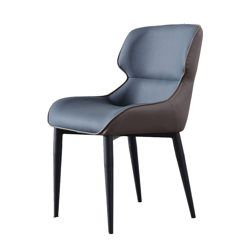 Contemporary Home Faux Leather Side Chair Metallic Finish Wingback Dining Chair Blue 1 Piece Clearhalo 'Dining Chairs' 'Dining Tables & Seating' 'dining_chair' 'furn' 'furn_dining_chair' 'Furniture' 'furniture_dining_chair' 'Kitchen & Dining Furniture' 5086489