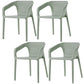 Plastic Slat Back Arm Chair Glam Style Stackable Dining Chair for Indoor Gray-Green 4 Piece Set Clearhalo 'Dining Chairs' 'Dining Tables & Seating' 'dining_chair' 'furn' 'furn_dining_chair' 'Furniture' 'furniture_dining_chair' 'Kitchen & Dining Furniture' 5086501