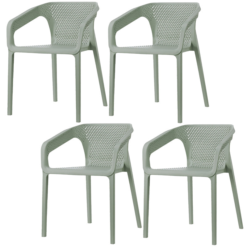 Plastic Slat Back Arm Chair Glam Style Stackable Dining Chair for Indoor Gray-Green 4 Piece Set Clearhalo 'Dining Chairs' 'Dining Tables & Seating' 'dining_chair' 'furn' 'furn_dining_chair' 'Furniture' 'furniture_dining_chair' 'Kitchen & Dining Furniture' 5086501