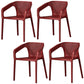 Plastic Slat Back Arm Chair Glam Style Stackable Dining Chair for Indoor Crimson 4 Piece Set Clearhalo 'Dining Chairs' 'Dining Tables & Seating' 'dining_chair' 'furn' 'furn_dining_chair' 'Furniture' 'furniture_dining_chair' 'Kitchen & Dining Furniture' 5086504