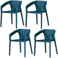 Plastic Slat Back Arm Chair Glam Style Stackable Dining Chair for Indoor Dark Blue 4 Piece Set Clearhalo 'Dining Chairs' 'Dining Tables & Seating' 'dining_chair' 'furn' 'furn_dining_chair' 'Furniture' 'furniture_dining_chair' 'Kitchen & Dining Furniture' 5086509
