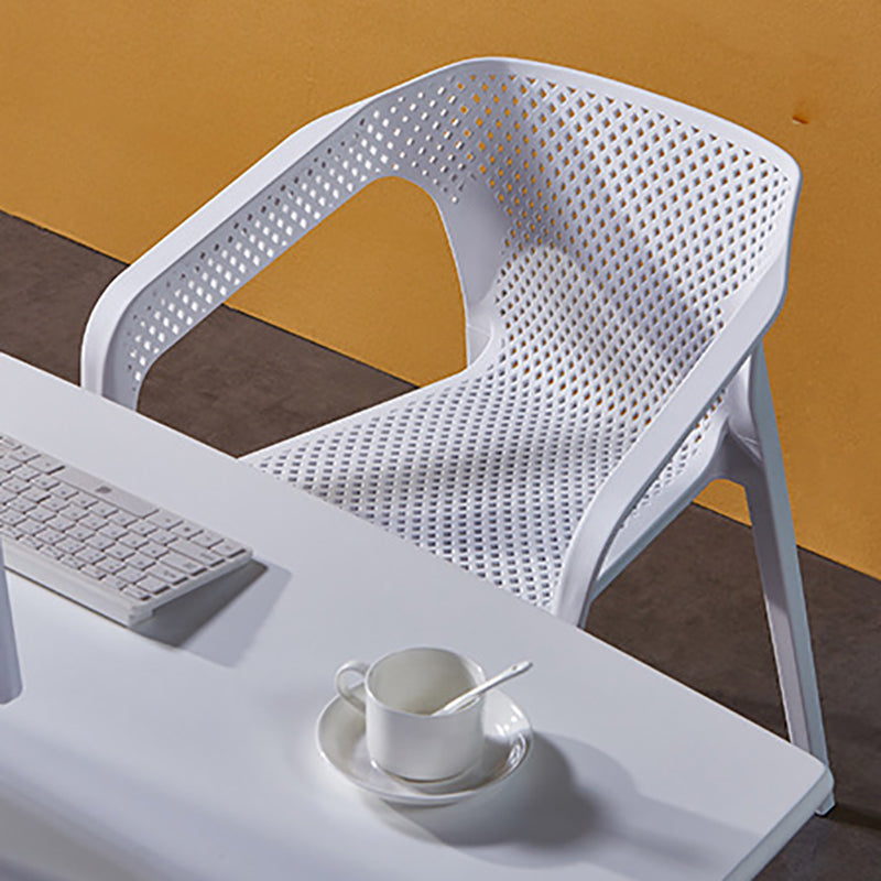 Plastic Slat Back Arm Chair Glam Style Stackable Dining Chair for Indoor Clearhalo 'Dining Chairs' 'Dining Tables & Seating' 'dining_chair' 'furn' 'furn_dining_chair' 'Furniture' 'furniture_dining_chair' 'Kitchen & Dining Furniture' 5086510