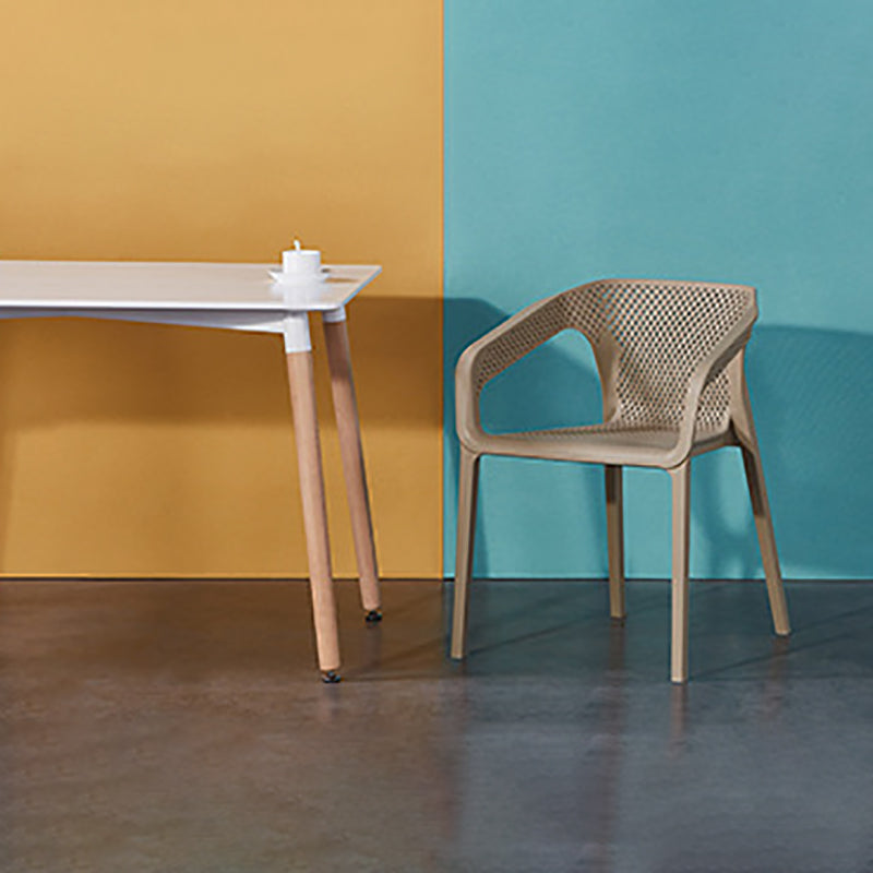 Plastic Slat Back Arm Chair Glam Style Stackable Dining Chair for Indoor Clearhalo 'Dining Chairs' 'Dining Tables & Seating' 'dining_chair' 'furn' 'furn_dining_chair' 'Furniture' 'furniture_dining_chair' 'Kitchen & Dining Furniture' 5086517