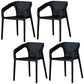 Plastic Slat Back Arm Chair Glam Style Stackable Dining Chair for Indoor Black 4 Piece Set Clearhalo 'Dining Chairs' 'Dining Tables & Seating' 'dining_chair' 'furn' 'furn_dining_chair' 'Furniture' 'furniture_dining_chair' 'Kitchen & Dining Furniture' 5086519