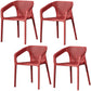 Plastic Slat Back Arm Chair Glam Style Stackable Dining Chair for Indoor Orange-Red 4 Piece Set Clearhalo 'Dining Chairs' 'Dining Tables & Seating' 'dining_chair' 'furn' 'furn_dining_chair' 'Furniture' 'furniture_dining_chair' 'Kitchen & Dining Furniture' 5086521