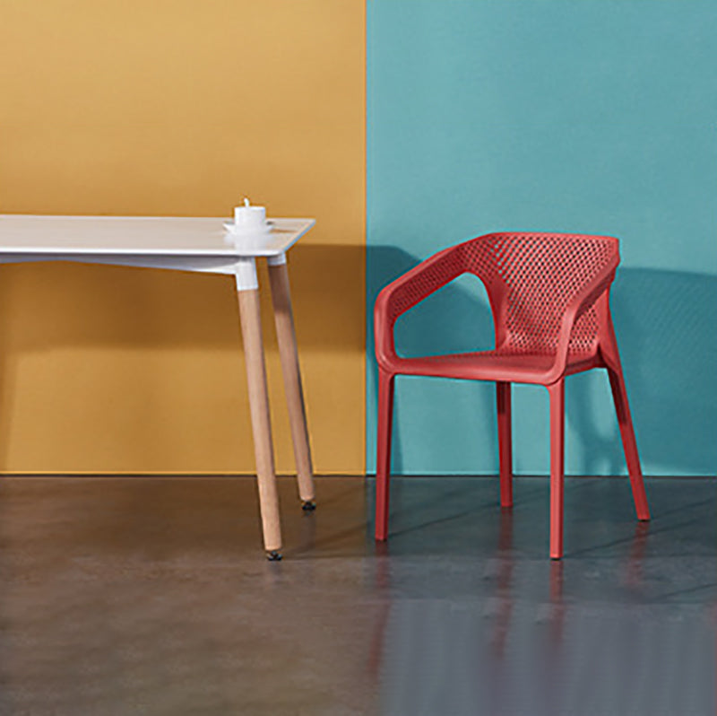 Plastic Slat Back Arm Chair Glam Style Stackable Dining Chair for Indoor Clearhalo 'Dining Chairs' 'Dining Tables & Seating' 'dining_chair' 'furn' 'furn_dining_chair' 'Furniture' 'furniture_dining_chair' 'Kitchen & Dining Furniture' 5086524