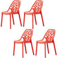 Glam Style Open Back Side Chair Plastic Stackable Dining Chair Red 4 Piece Set Clearhalo 'Dining Chairs' 'Dining Tables & Seating' 'dining_chair' 'furn' 'furn_dining_chair' 'Furniture' 'furniture_dining_chair' 'Kitchen & Dining Furniture' 5086532