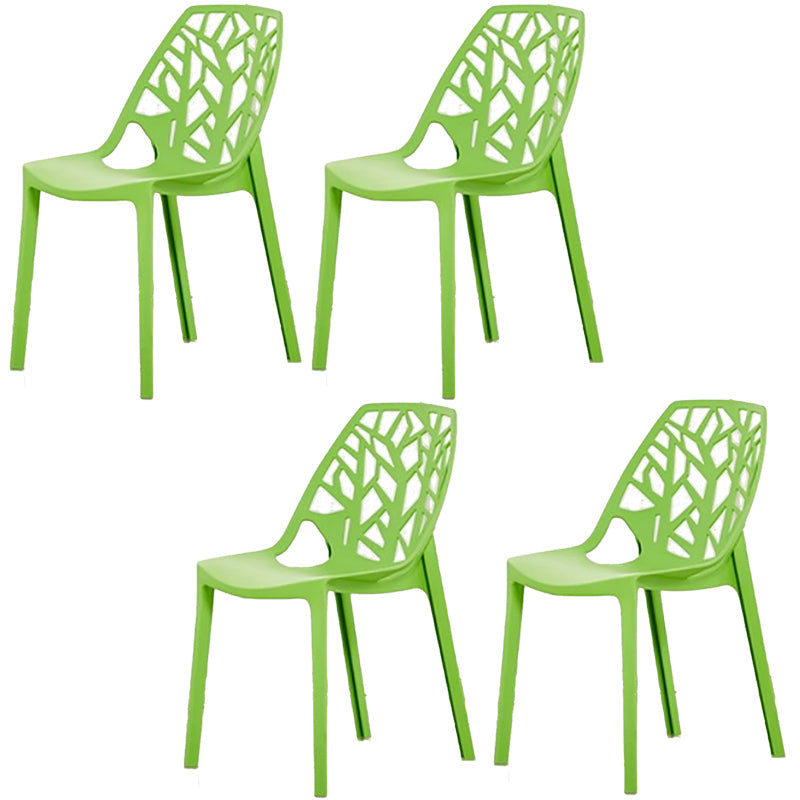 Glam Style Open Back Side Chair Plastic Stackable Dining Chair Green 4 Piece Set Clearhalo 'Dining Chairs' 'Dining Tables & Seating' 'dining_chair' 'furn' 'furn_dining_chair' 'Furniture' 'furniture_dining_chair' 'Kitchen & Dining Furniture' 5086533