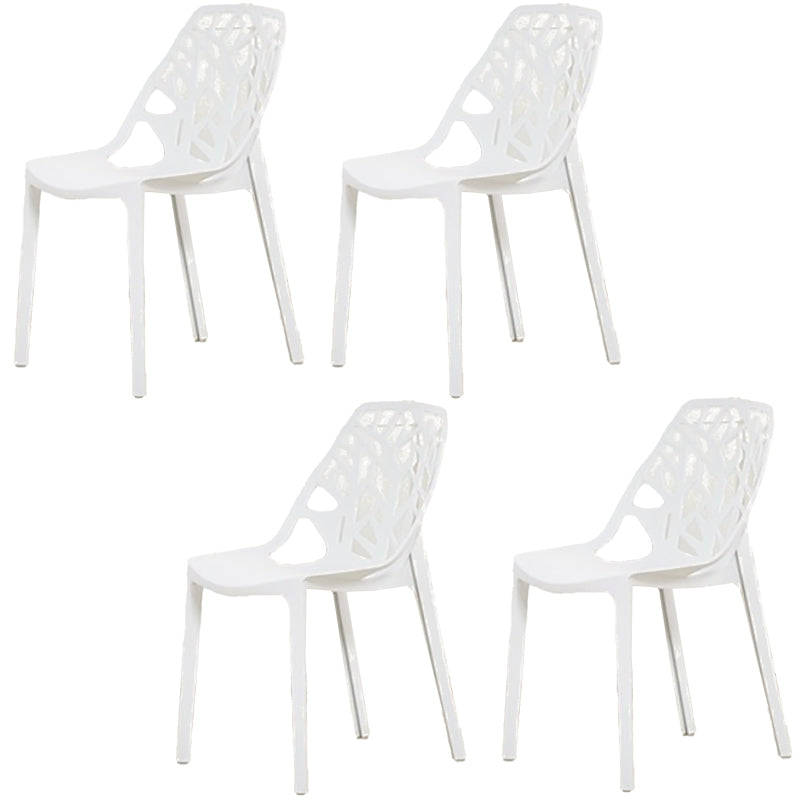 Glam Style Open Back Side Chair Plastic Stackable Dining Chair White 4 Piece Set Clearhalo 'Dining Chairs' 'Dining Tables & Seating' 'dining_chair' 'furn' 'furn_dining_chair' 'Furniture' 'furniture_dining_chair' 'Kitchen & Dining Furniture' 5086535