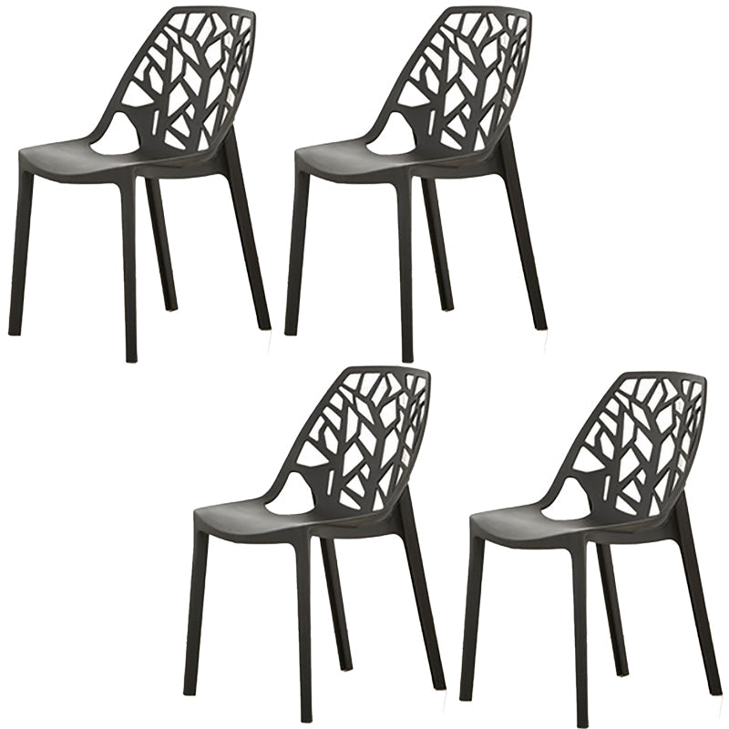Glam Style Open Back Side Chair Plastic Stackable Dining Chair Black 4 Piece Set Clearhalo 'Dining Chairs' 'Dining Tables & Seating' 'dining_chair' 'furn' 'furn_dining_chair' 'Furniture' 'furniture_dining_chair' 'Kitchen & Dining Furniture' 5086537