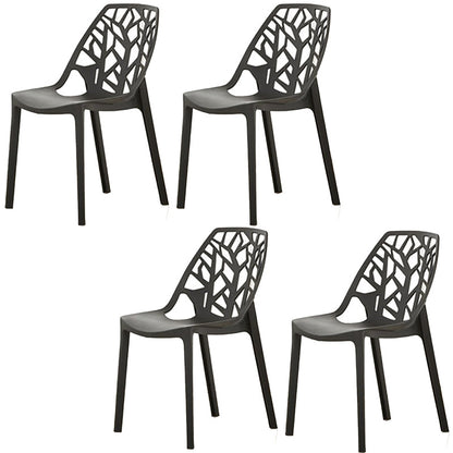 Glam Style Open Back Side Chair Plastic Stackable Dining Chair Black 4 Piece Set Clearhalo 'Dining Chairs' 'Dining Tables & Seating' 'dining_chair' 'furn' 'furn_dining_chair' 'Furniture' 'furniture_dining_chair' 'Kitchen & Dining Furniture' 5086537