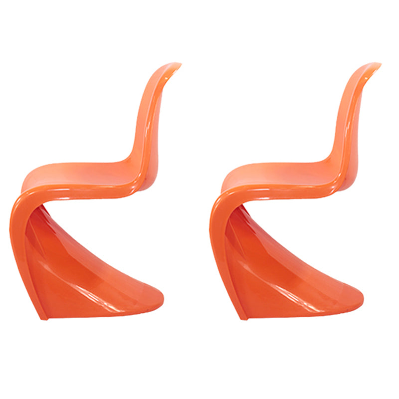 Glam Style Dining Side Chair Plastic Stackable Dining Chair for Indoor Orange Set of 2 Clearhalo 'Dining Chairs' 'Dining Tables & Seating' 'dining_chair' 'Furniture' 'furniture_dining_chair' 'Kitchen & Dining Furniture' 5086547