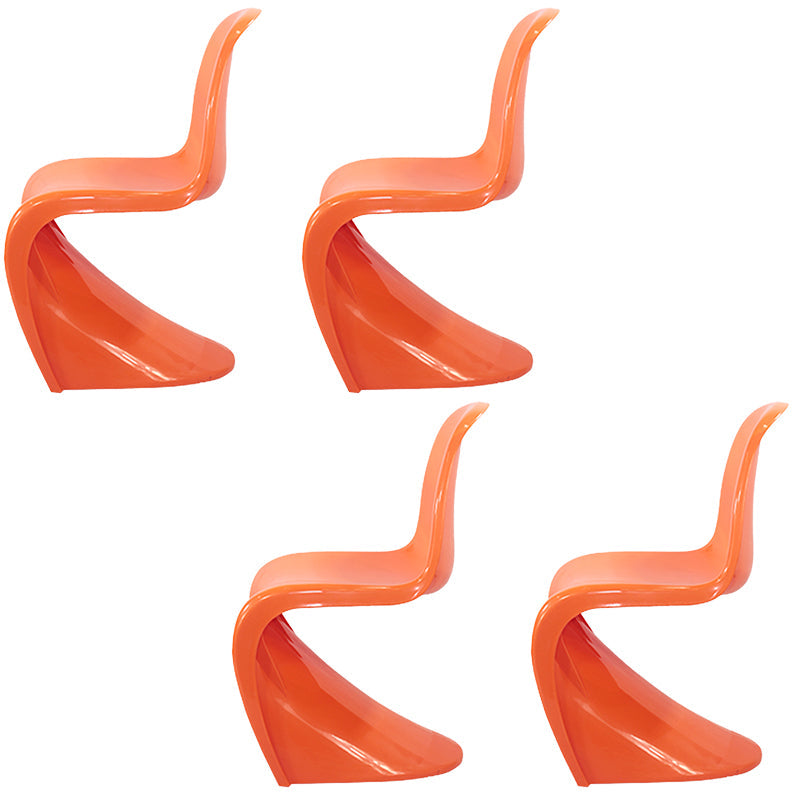 Glam Style Dining Side Chair Plastic Stackable Dining Chair for Indoor Orange Set of 4 Clearhalo 'Dining Chairs' 'Dining Tables & Seating' 'dining_chair' 'Furniture' 'furniture_dining_chair' 'Kitchen & Dining Furniture' 5086549