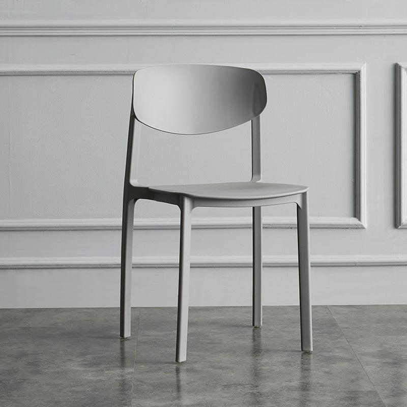 Plastic Contemporary Armless Chair Open Back Dining Kitchen Room Chair Grey 1 Piece Clearhalo 'Dining Chairs' 'Dining Tables & Seating' 'dining_chair' 'Furniture' 'furniture_dining_chair' 'Kitchen & Dining Furniture' 5086563