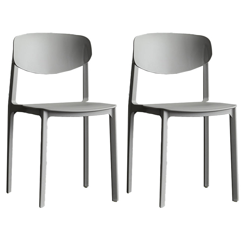 Plastic Contemporary Armless Chair Open Back Dining Kitchen Room Chair Grey Set of 2 Clearhalo 'Dining Chairs' 'Dining Tables & Seating' 'dining_chair' 'Furniture' 'furniture_dining_chair' 'Kitchen & Dining Furniture' 5086565